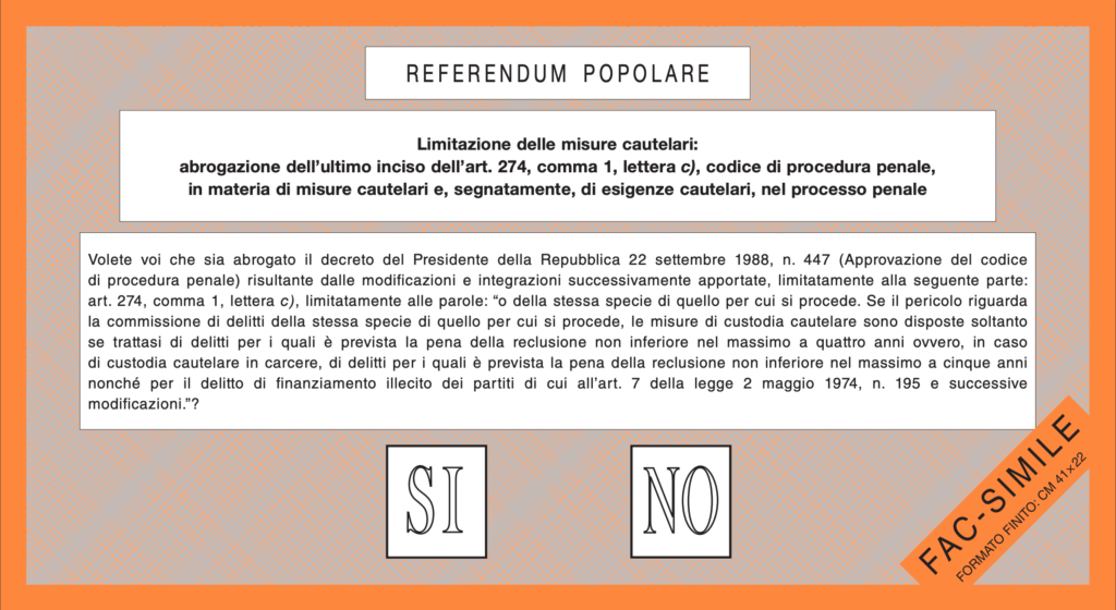 Fac-simile del secondo quesito referendario sulla giustizia – Fonte: Ministero dell’Interno