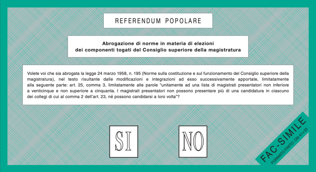 Fac-simile del quinto quesito referendario sulla giustizia – Fonte: Ministero dell’Interno