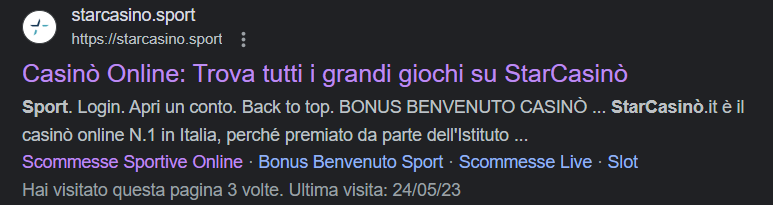 Schermata di login Starcasinò