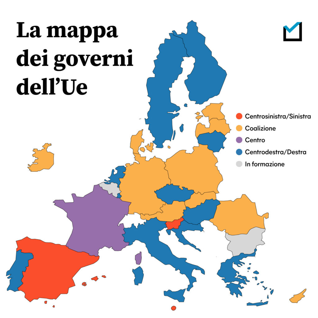 La mappa dei governi dell'Ue, da destra a sinistra | Pagella Politica